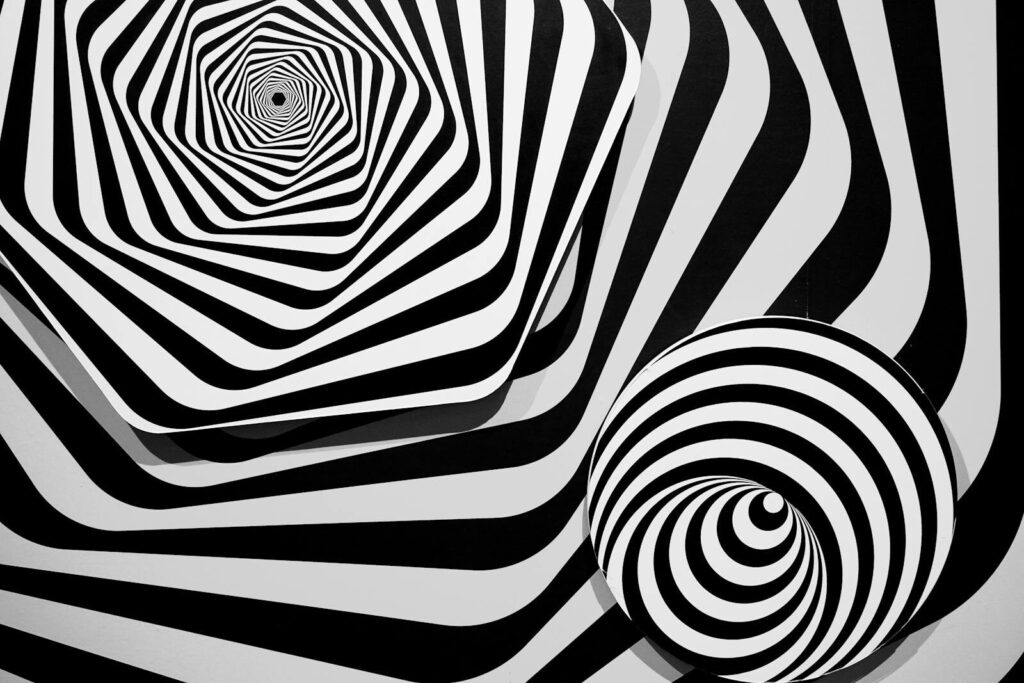 Mesmerizing black and white geometric patterns with a modern abstract design.