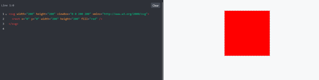 SVG format example of a red square 200px width and height